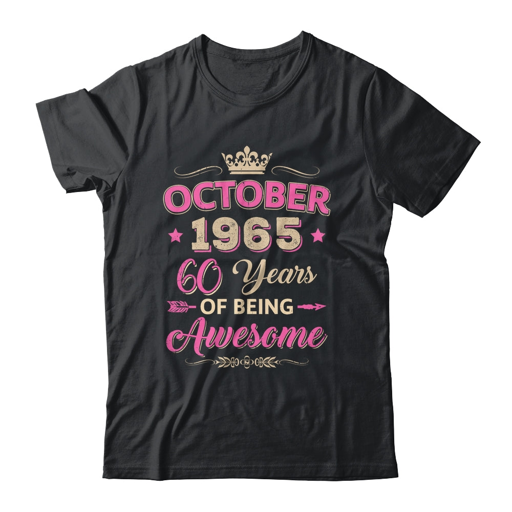 October 1965 60 Years Of Being Awesome Retro 60th Birthday Shirt & Tank Top | siriusteestore