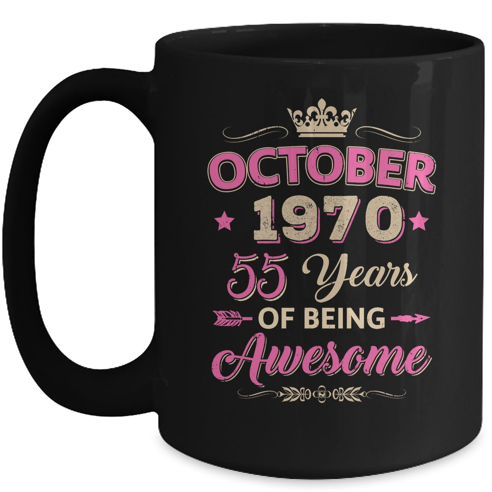 October 1970 55 Years Of Being Awesome Retro 55th Birthday Mug | siriusteestore