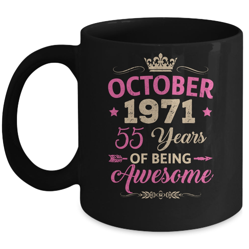 October 1971 55 Years Of Being Awesome Retro 55th Birthday Mug | siriusteestore