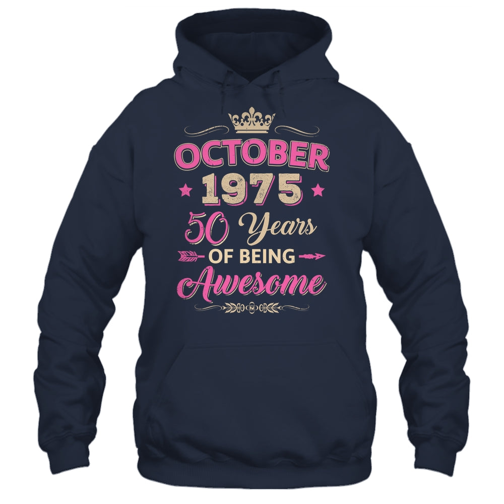 October 1975 50 Years Of Being Awesome Retro 50th Birthday Shirt & Tank Top | siriusteestore