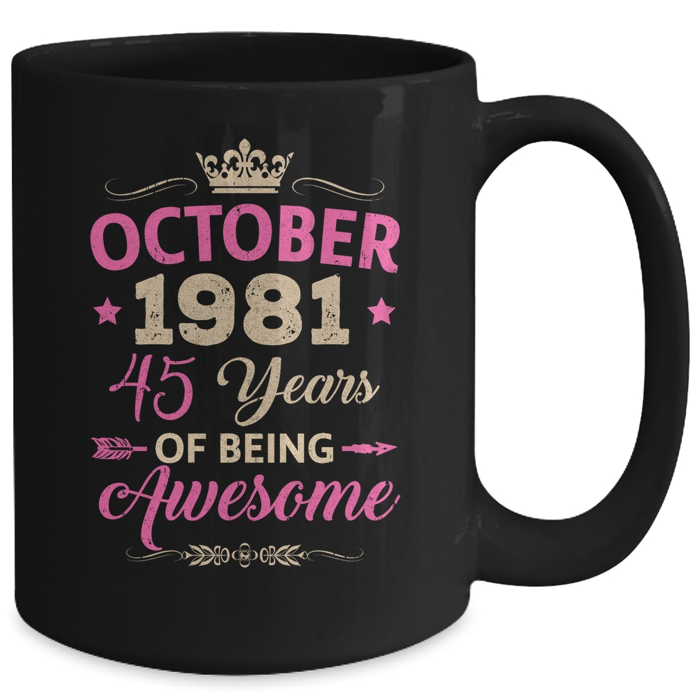 October 1981 45 Years Of Being Awesome Retro 45th Birthday Mug | siriusteestore