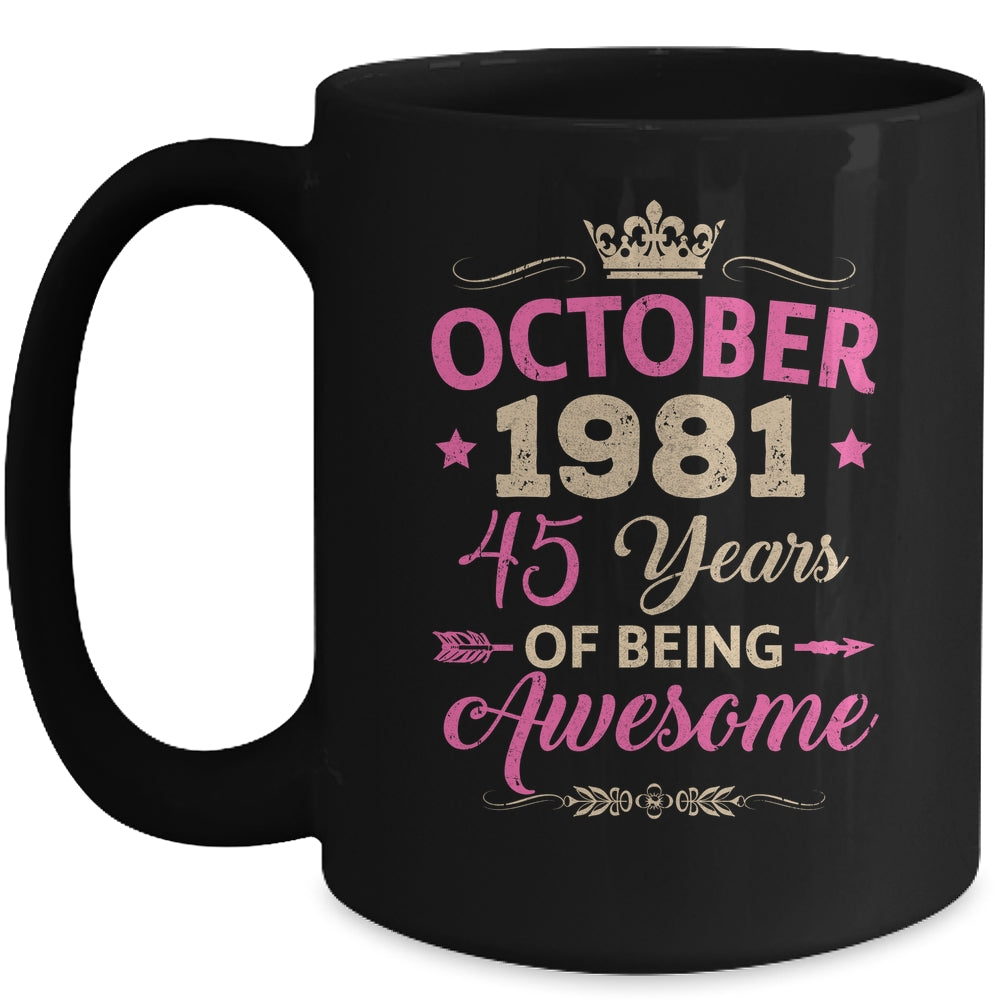 October 1981 45 Years Of Being Awesome Retro 45th Birthday Mug | siriusteestore