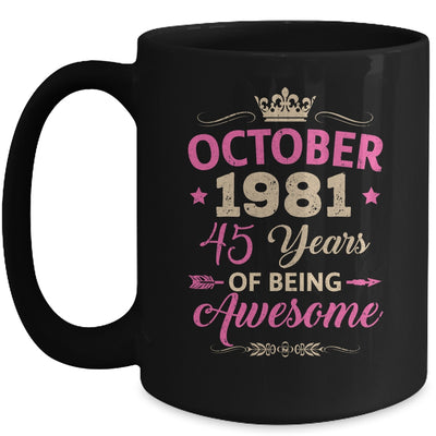 October 1981 45 Years Of Being Awesome Retro 45th Birthday Mug | siriusteestore
