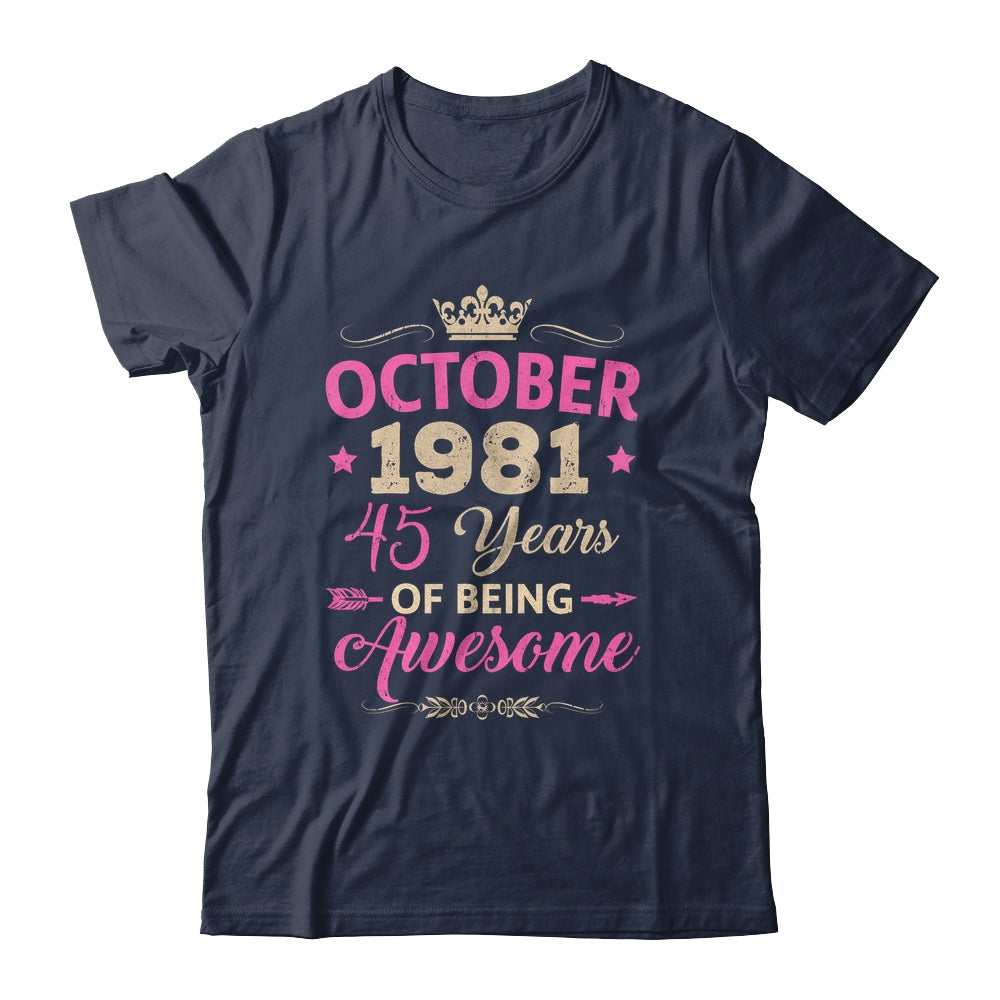 October 1981 45 Years Of Being Awesome Retro 45th Birthday Shirt & Tank Top | siriusteestore