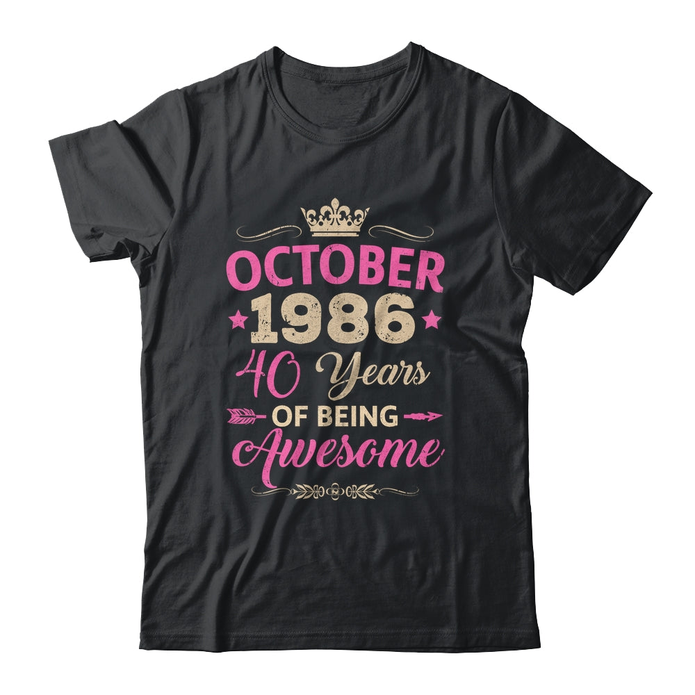 October 1986 40 Years Of Being Awesome Retro 40th Birthday Shirt & Tank Top | siriusteestore
