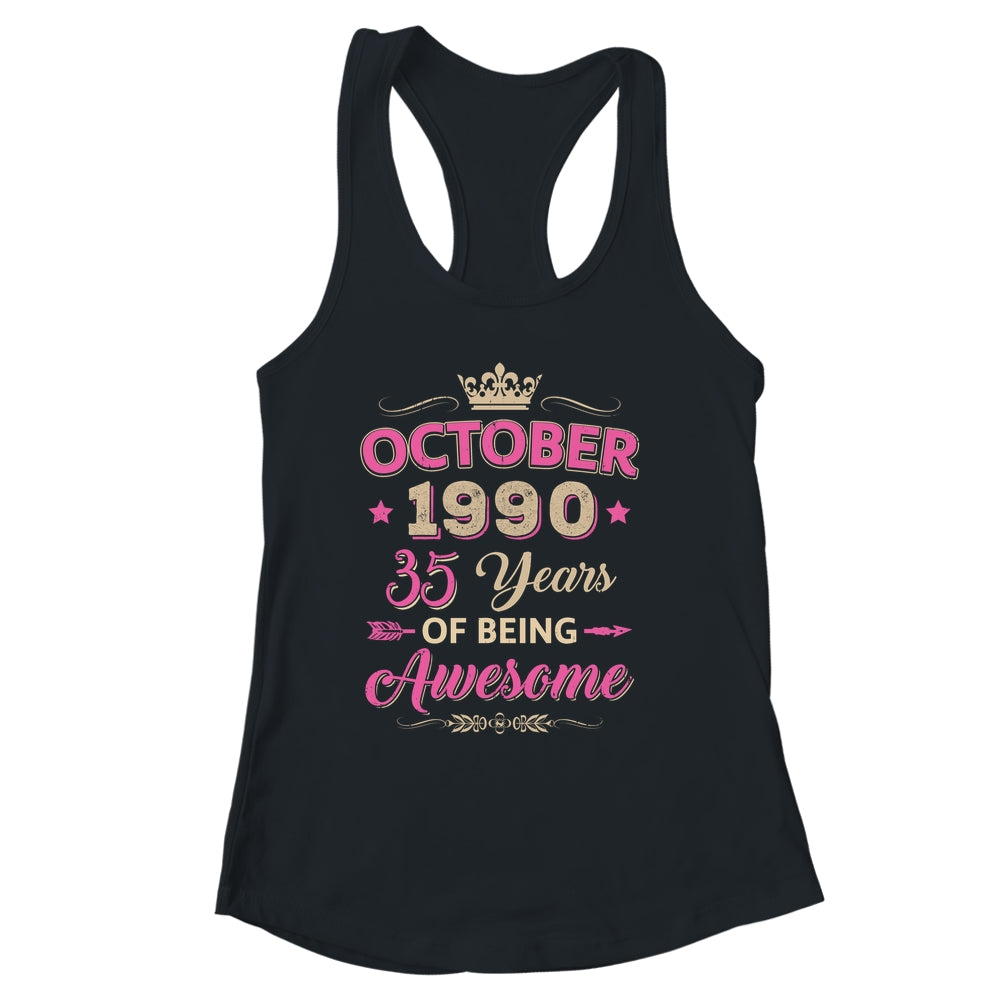 October 1990 35 Years Of Being Awesome Retro 35th Birthday Shirt & Tank Top | siriusteestore