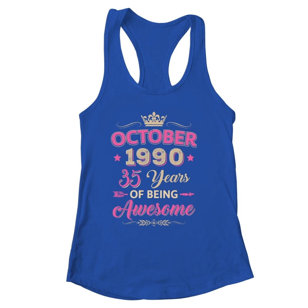 October 1990 35 Years Of Being Awesome Retro 35th Birthday Shirt & Tank Top | siriusteestore
