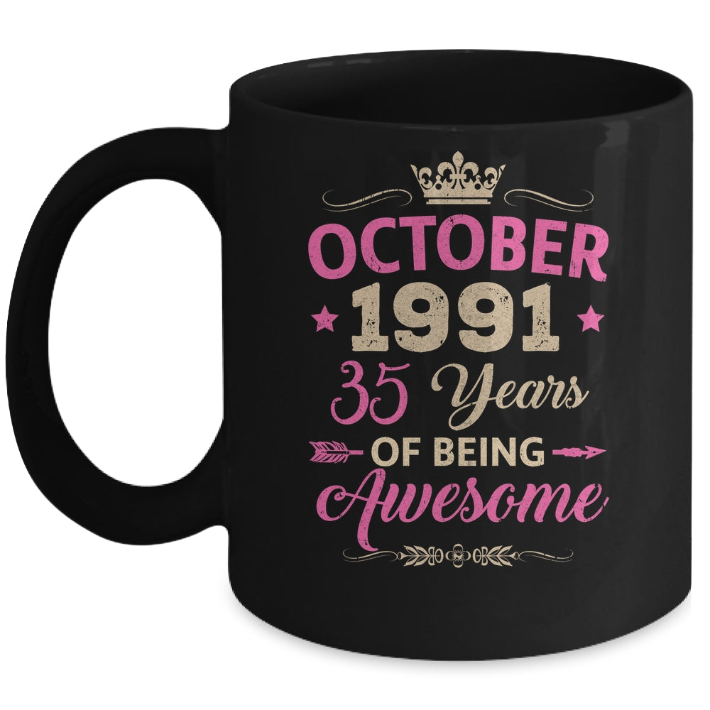 October 1991 35 Years Of Being Awesome Retro 35th Birthday Mug | siriusteestore