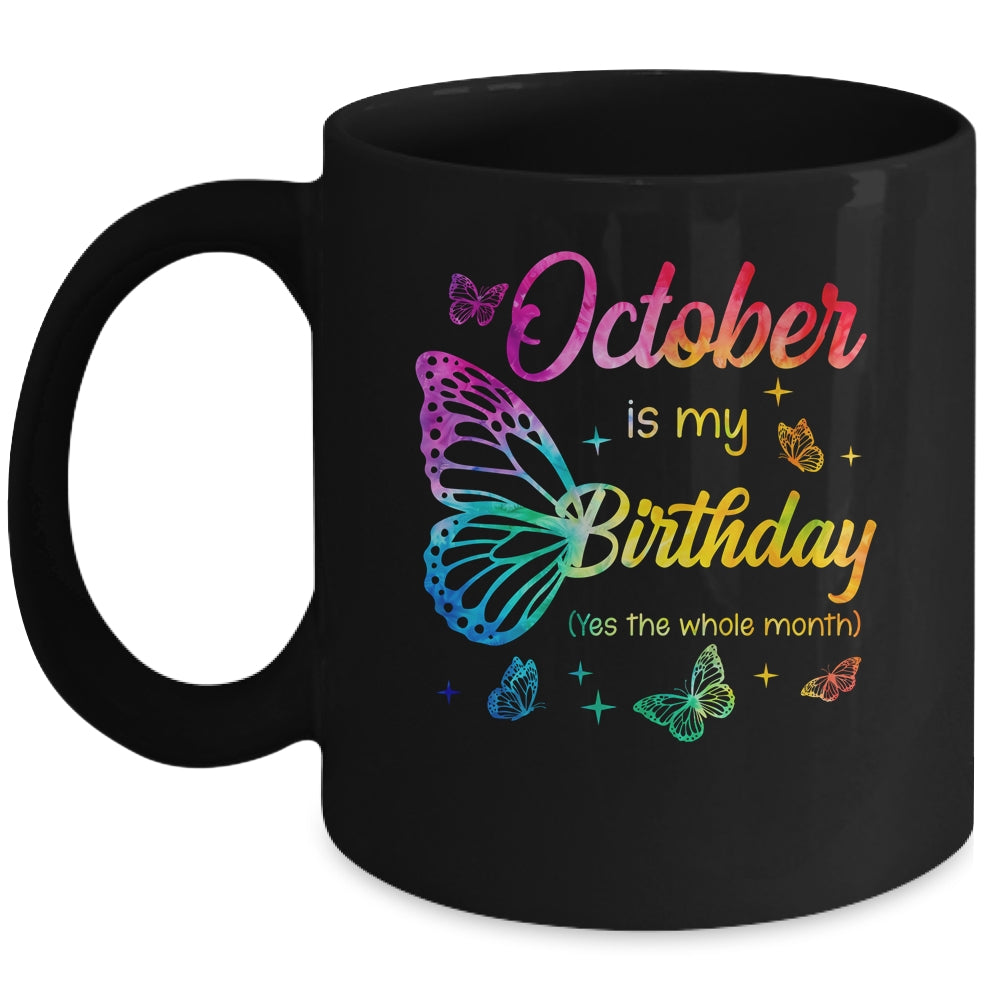 October Birthday For Women Girls Butterfly Tie Dye Theme Mug | siriusteestore
