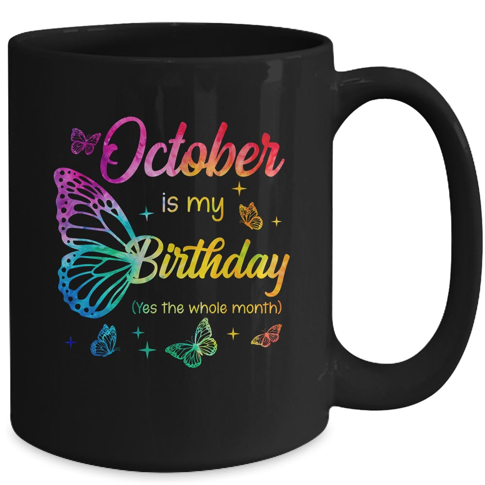 October Birthday For Women Girls Butterfly Tie Dye Theme Mug | siriusteestore