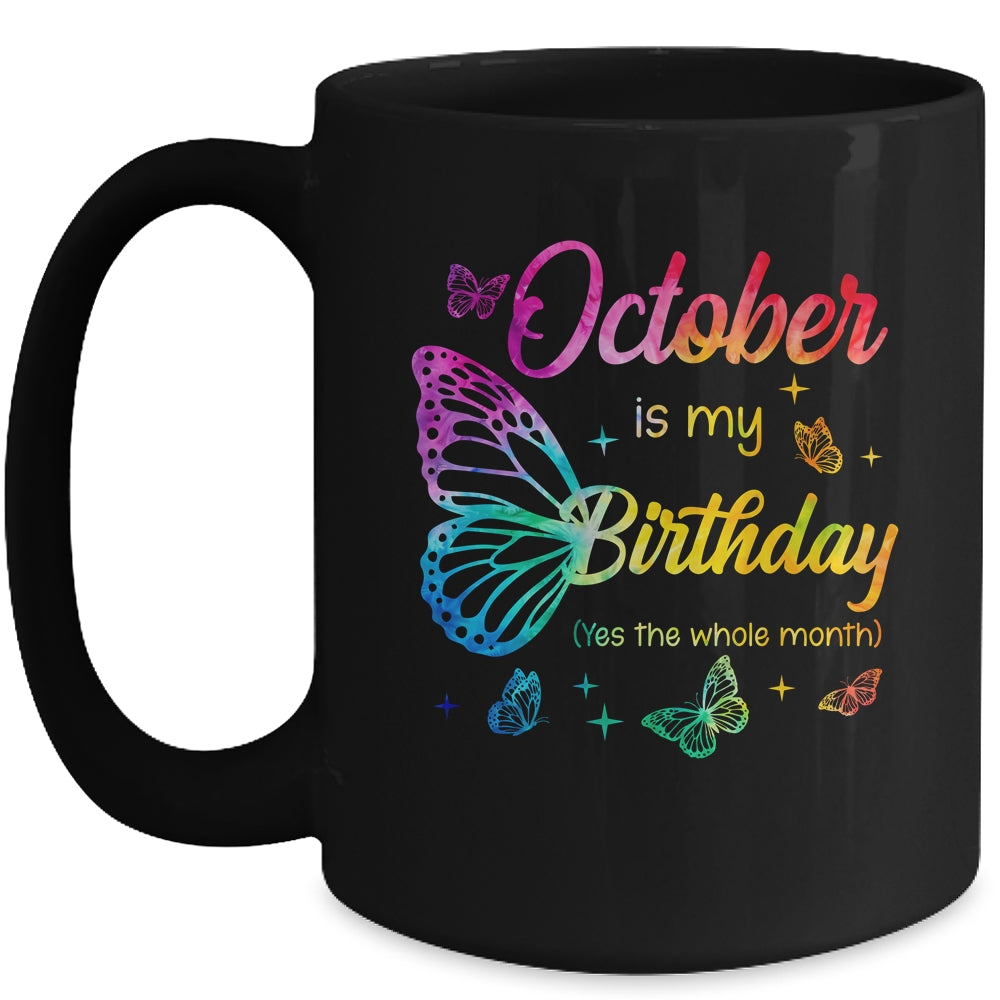 October Birthday For Women Girls Butterfly Tie Dye Theme Mug | siriusteestore