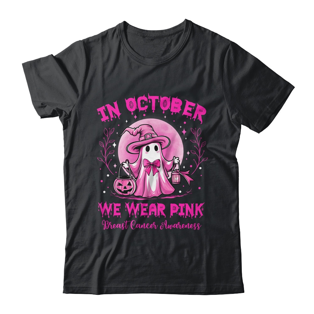 October We Wear Pink Breast Cancer Awareness Halloween Ghost Shirt & Sweatshirt | siriusteestore