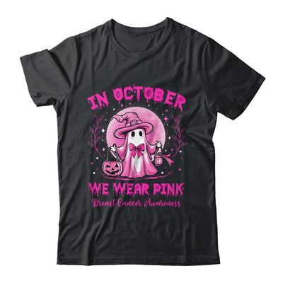 October We Wear Pink Breast Cancer Awareness Halloween Ghost Shirt & Sweatshirt | siriusteestore
