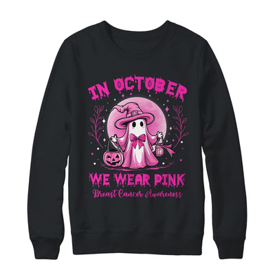 October We Wear Pink Breast Cancer Awareness Halloween Ghost Shirt & Sweatshirt | siriusteestore