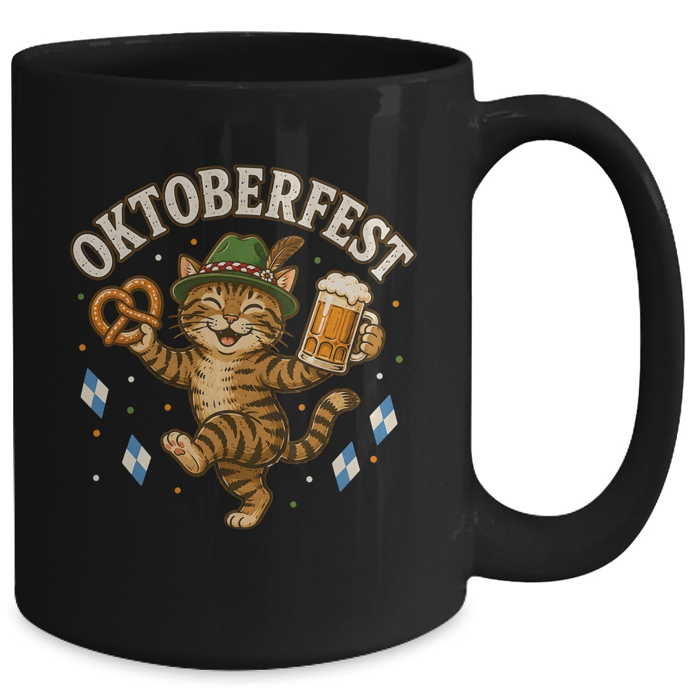 Octoberfest Cat Pretzel Mug Bavarian Hat German Women Men Mug | siriusteestore