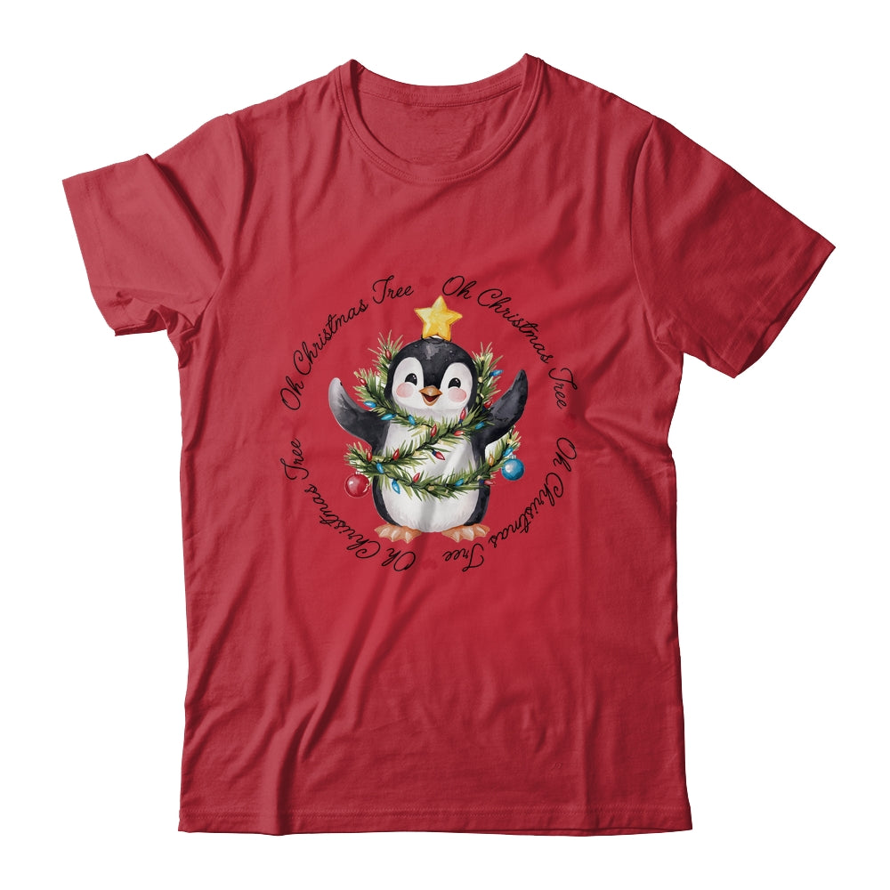 Oh Christmas Tree Xmas Lights Cute Penguin Women Girls Shirt & Sweatshirt | siriusteestore