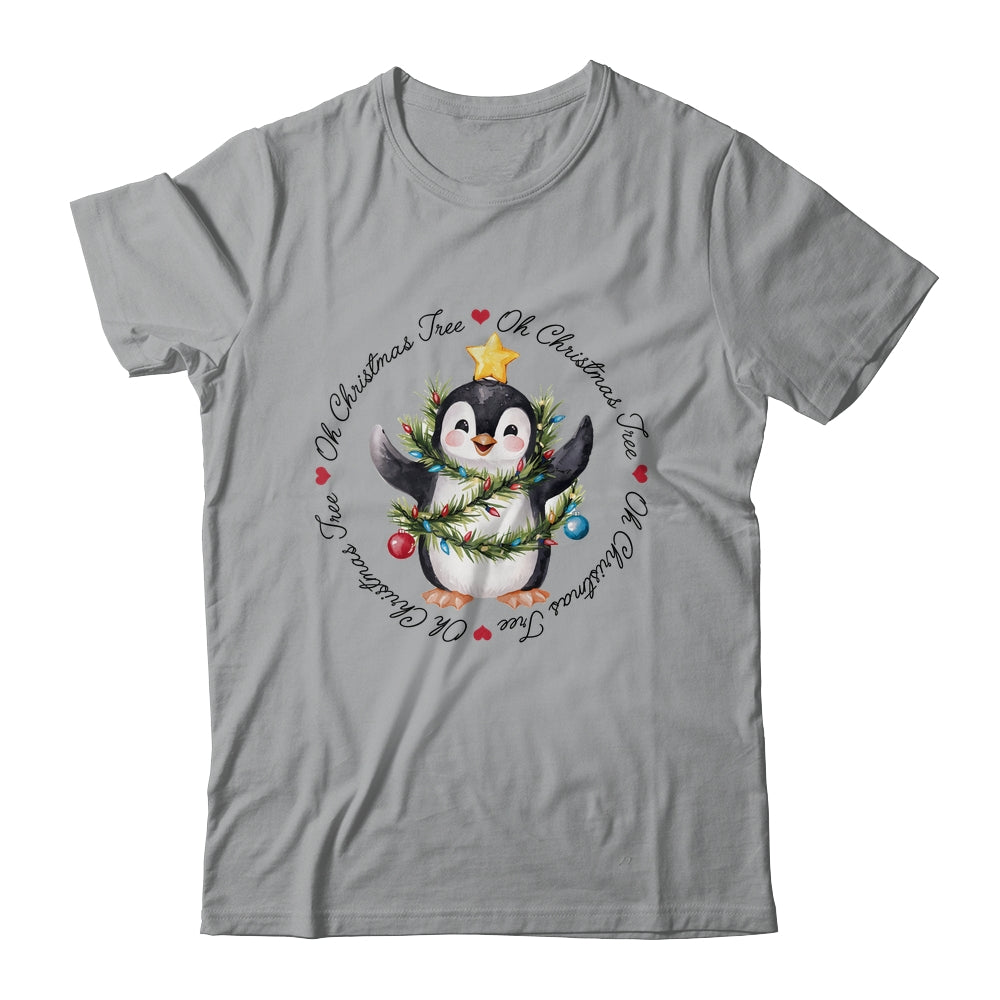 Oh Christmas Tree Xmas Lights Cute Penguin Women Girls Shirt & Sweatshirt | siriusteestore