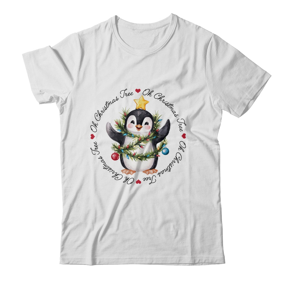Oh Christmas Tree Xmas Lights Cute Penguin Women Girls Shirt & Sweatshirt | siriusteestore