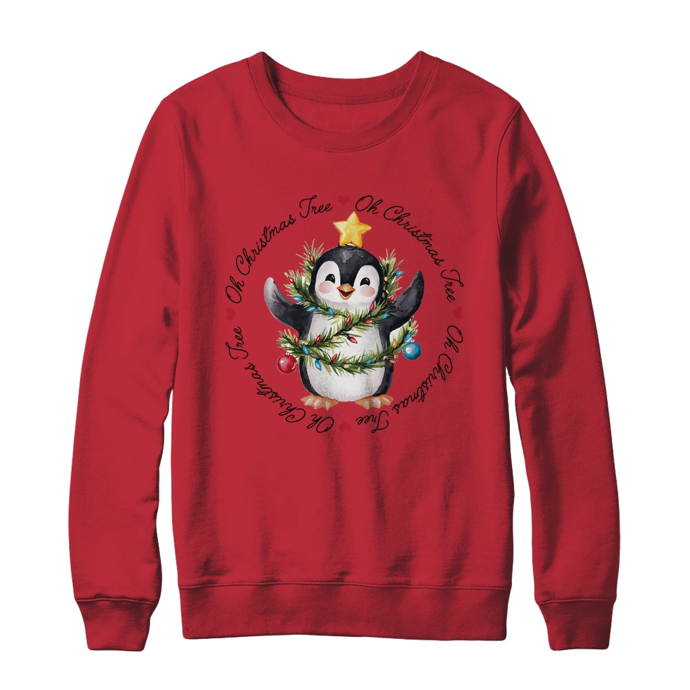 Oh Christmas Tree Xmas Lights Cute Penguin Women Girls Shirt & Sweatshirt | siriusteestore