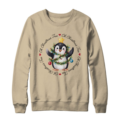 Oh Christmas Tree Xmas Lights Cute Penguin Women Girls Shirt & Sweatshirt | siriusteestore