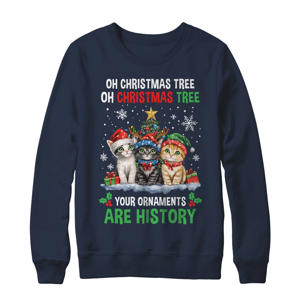 Oh Christmas Tree Your Ornaments Are History Cats Tree Snow Shirt & Sweatshirt | siriusteestore