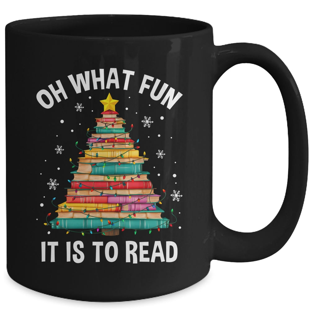 Oh What Fun It Is To Read Book Christmas Tree Librarian Mug | siriusteestore