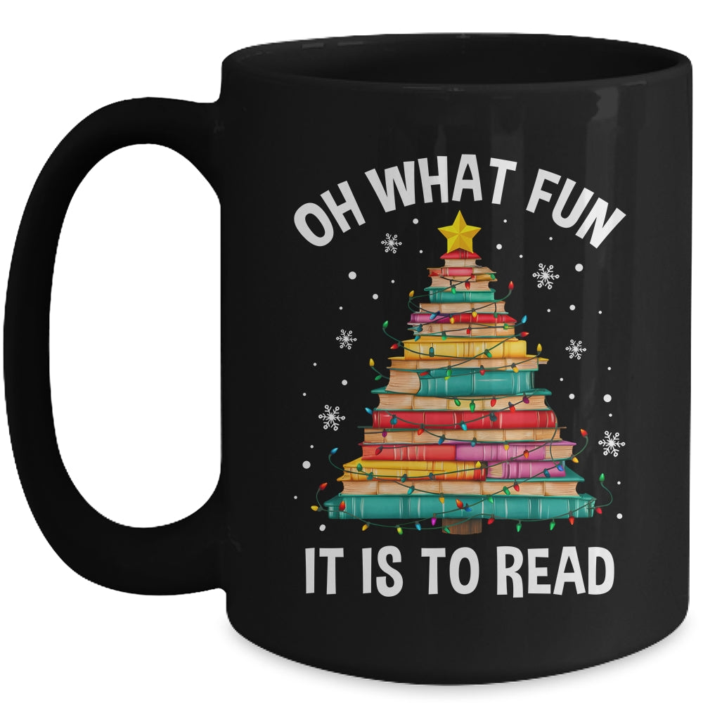 Oh What Fun It Is To Read Book Christmas Tree Librarian Mug | siriusteestore