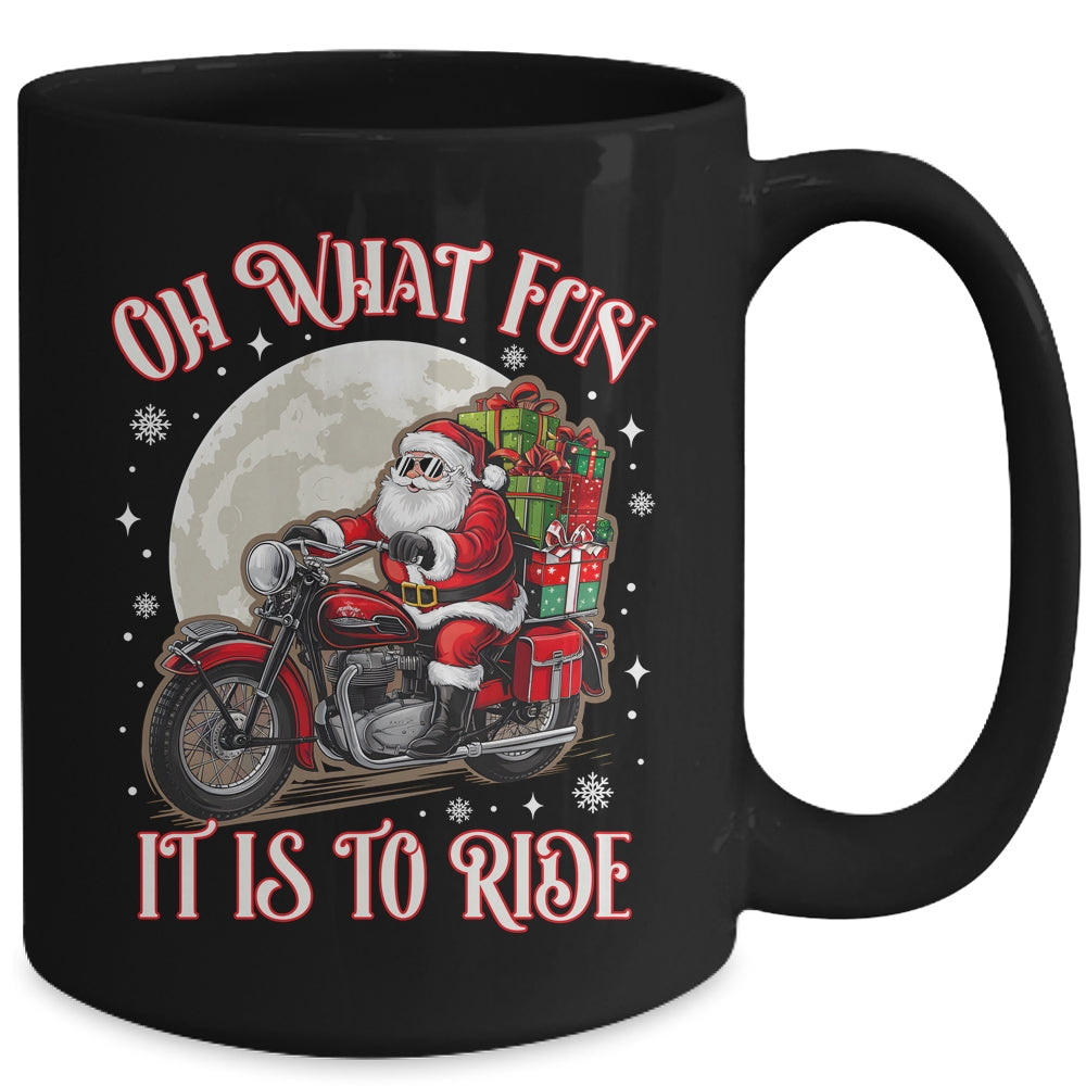 Oh What Fun It Is To Ride Motorcycle Biker Santa Xmas Mug | siriusteestore