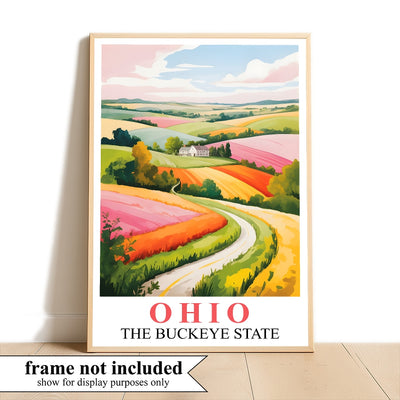 Ohio Travel Print Poster Nature Green Buckeye State Souvenir Wall Art Landscape Painting Picture For Home Room Living Room Office Bedroom Decor Unframed | siriusteestore