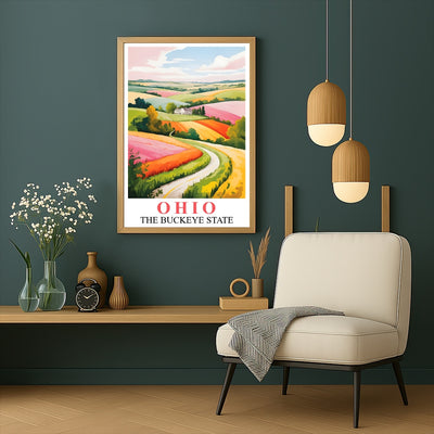 Ohio Travel Print Poster Nature Green Buckeye State Souvenir Wall Art Landscape Painting Picture For Home Room Living Room Office Bedroom Decor Unframed | siriusteestore