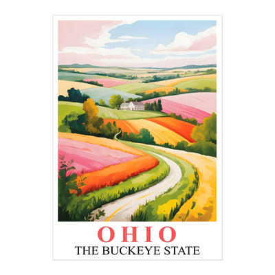 Ohio Travel Print Poster Nature Green Buckeye State Souvenir Wall Art Landscape Painting Picture For Home Room Living Room Office Bedroom Decor Unframed | siriusteestore