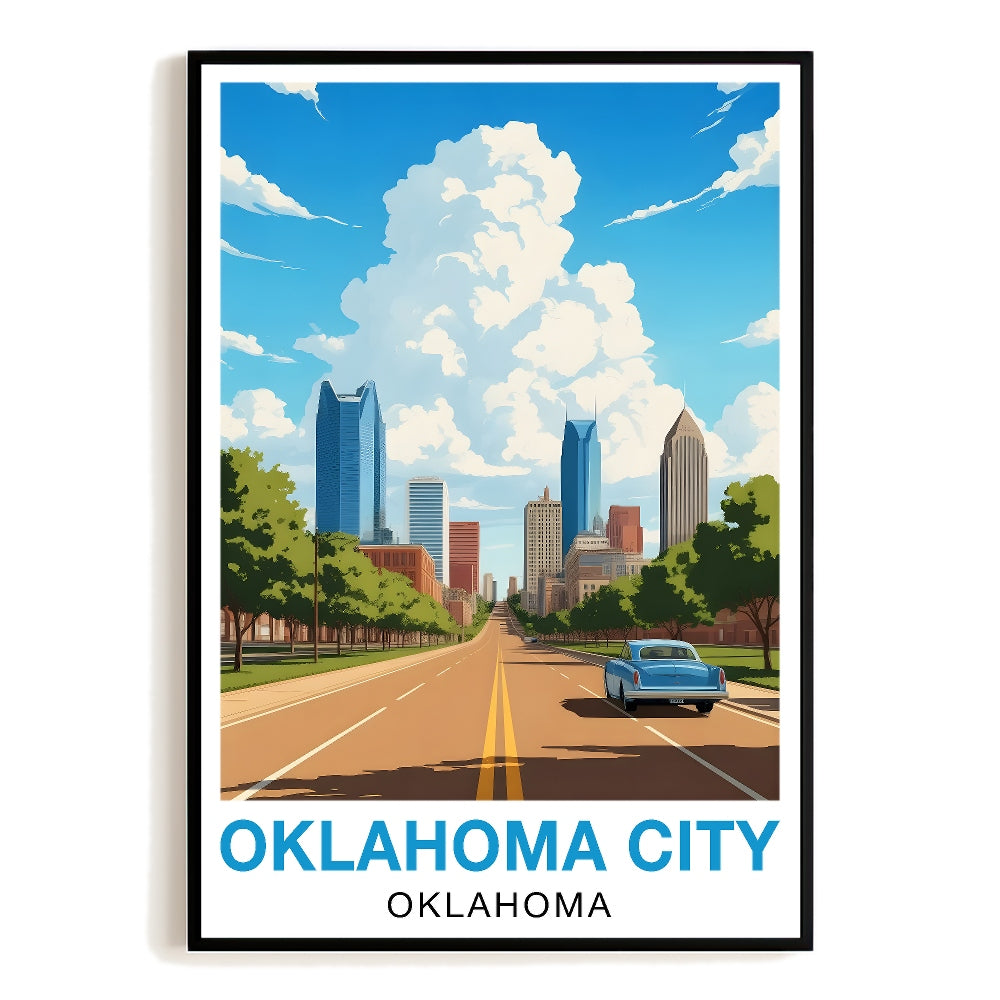 Oklahoma City Oklahoma Travel Poster Vintage Scenic Skyline Modern Souvenir Wall Art Landscape Print Painting Picture For Home Living Room Office Bedroom Decor Unframed | siriusteestore