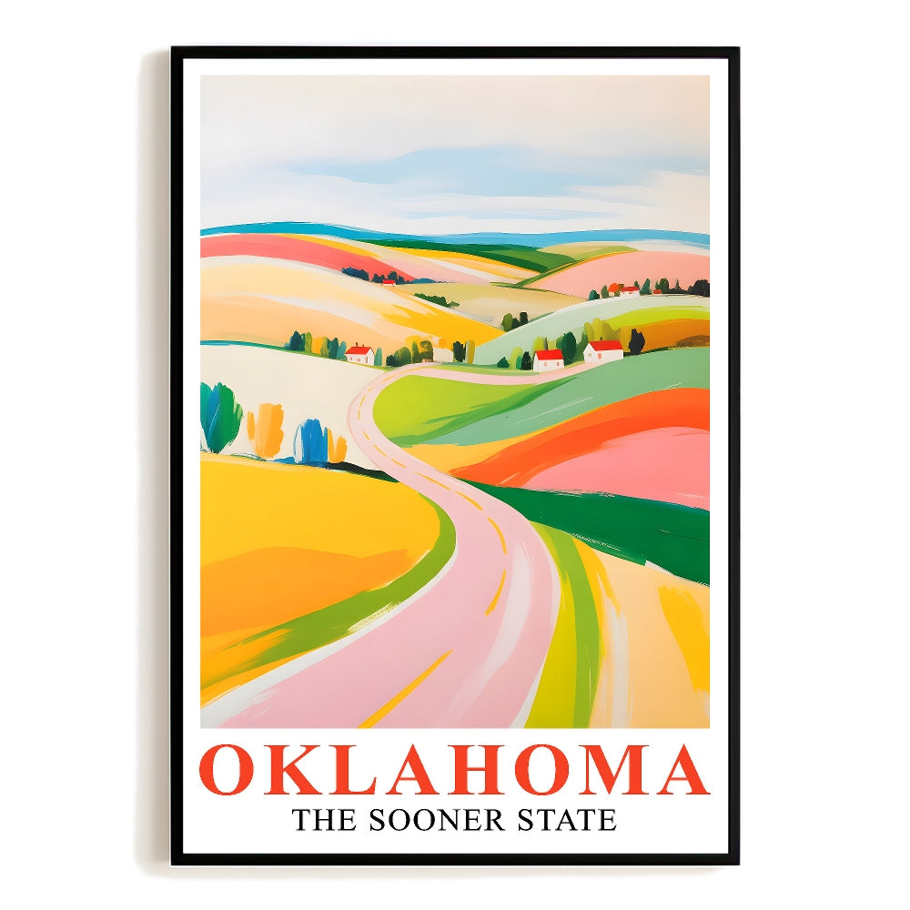 Oklahoma Print Travel Poster Colorful Scenery Sooner State Souvenir Wall Art Landscape Painting Picture Ideal Gift For Home Living Room Office Bedroom Decor Unframed | siriusteestore