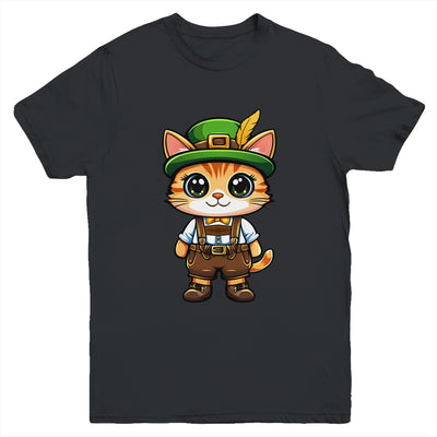 Oktoberfest Cat Funny German Bavarian Lederhosen Cat Lover Youth Shirt | siriusteestore