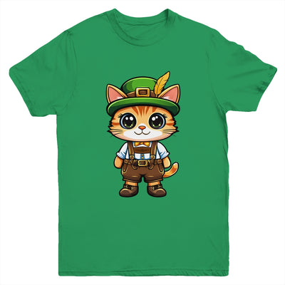 Oktoberfest Cat Funny German Bavarian Lederhosen Cat Lover Youth Shirt | siriusteestore
