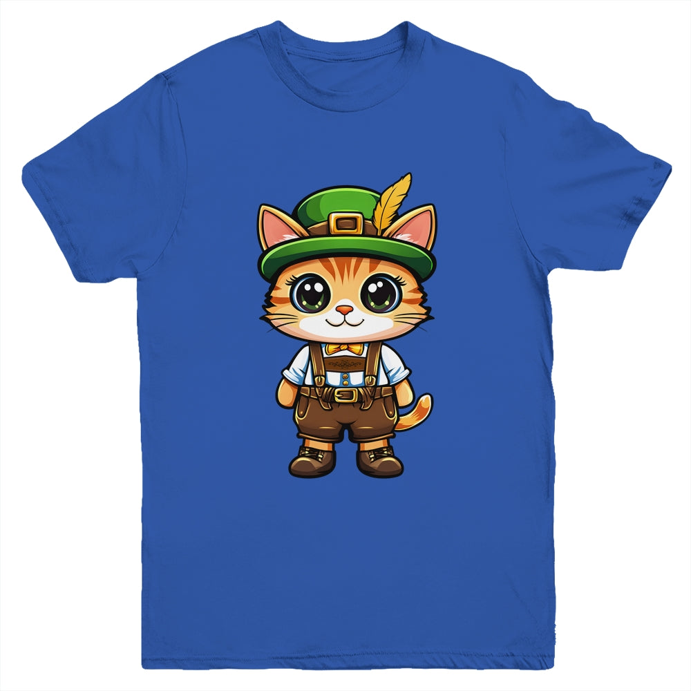 Oktoberfest Cat Funny German Bavarian Lederhosen Cat Lover Youth Shirt Siriustee