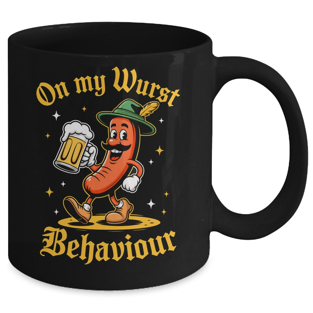 Oktoberfest Hot Dog On My Wurst Behavior Sausage Drinking Mug | siriusteestore