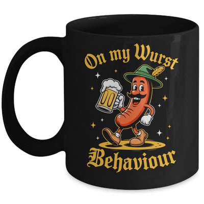 Oktoberfest Hot Dog On My Wurst Behavior Sausage Drinking Mug | siriusteestore