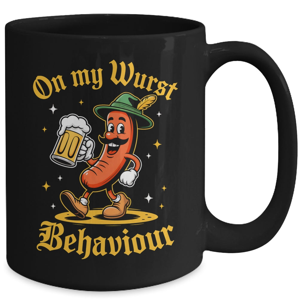 Oktoberfest Hot Dog On My Wurst Behavior Sausage Drinking Mug | siriusteestore