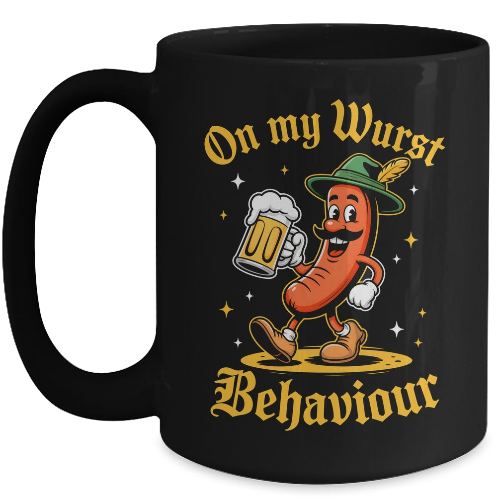 Oktoberfest Hot Dog On My Wurst Behavior Sausage Drinking Mug | siriusteestore