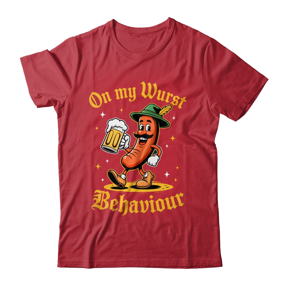 Oktoberfest Hot Dog On My Wurst Behavior Sausage Drinking Shirt & Hoodie | siriusteestore