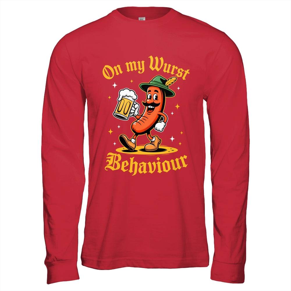 Oktoberfest Hot Dog On My Wurst Behavior Sausage Drinking Shirt & Hoodie | siriusteestore