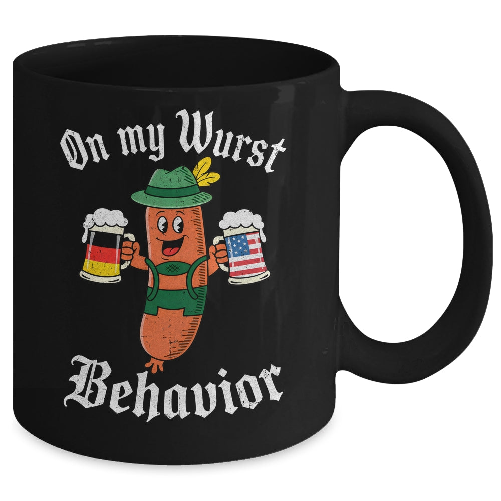 Oktoberfest On My Wurst Behavior Funny German Sausage Men Mug | siriusteestore