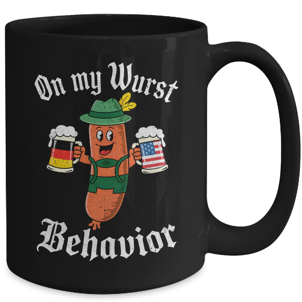 Oktoberfest On My Wurst Behavior Funny German Sausage Men Mug | siriusteestore