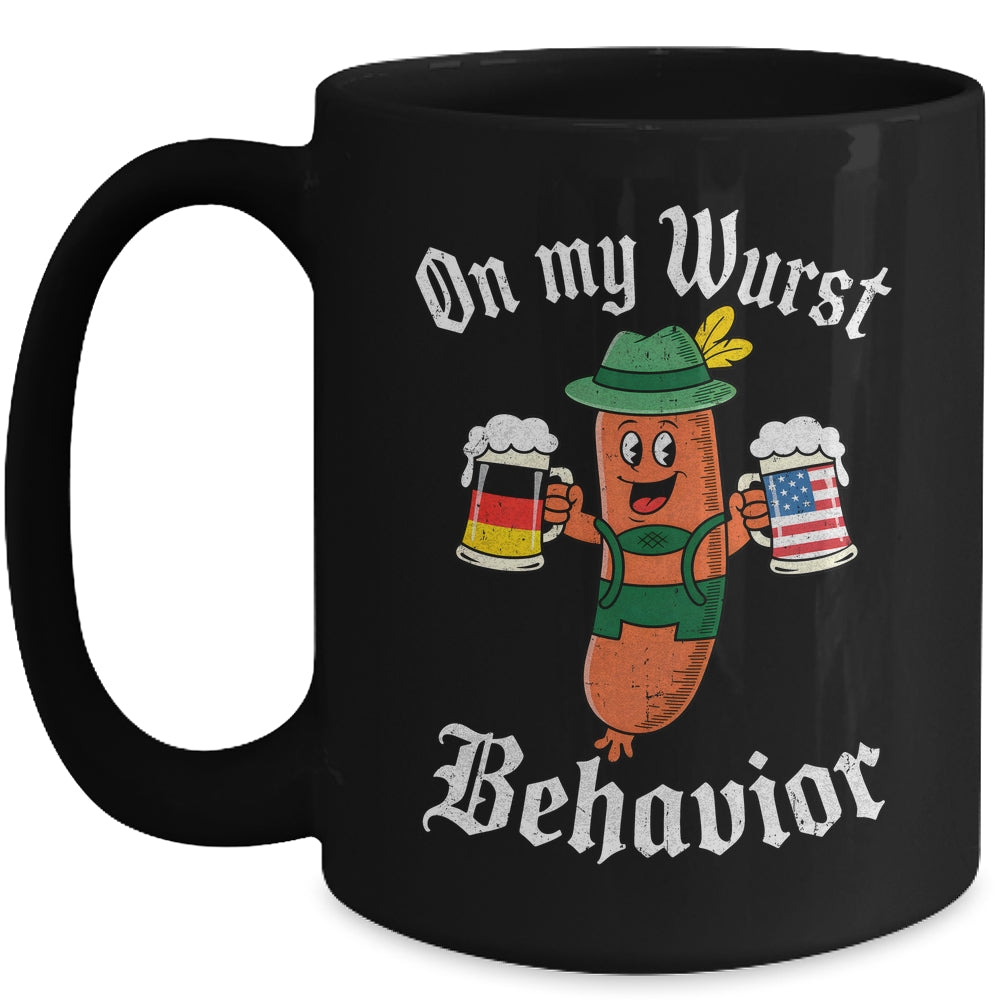 Oktoberfest On My Wurst Behavior Funny German Sausage Men Mug | siriusteestore