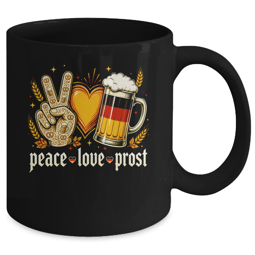 Oktoberfest Peace Love Prost German Flag Bavarian Men Women Mug | siriusteestore
