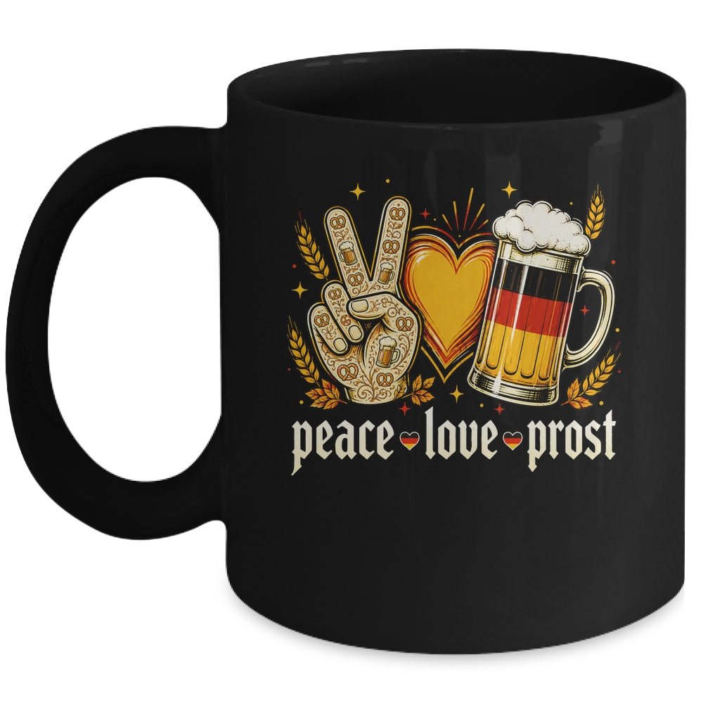 Oktoberfest Peace Love Prost German Flag Bavarian Men Women Mug | siriusteestore