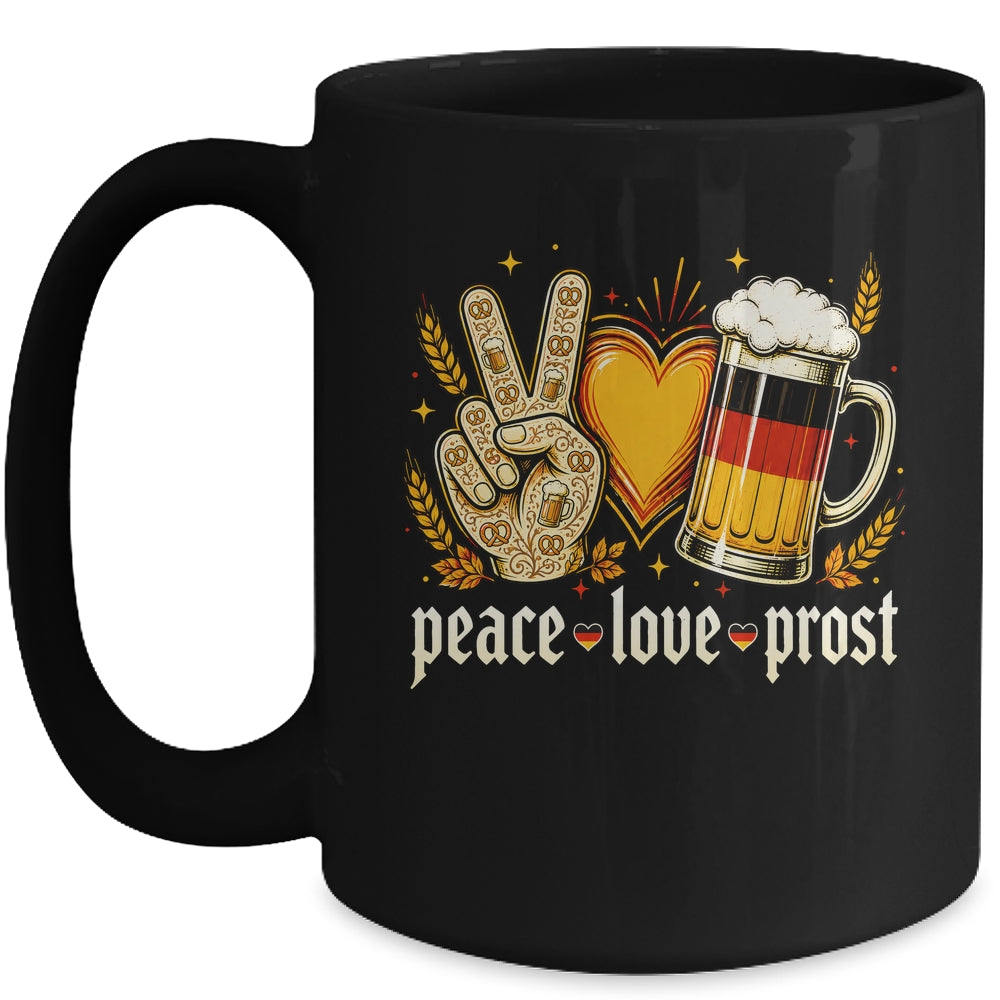 Oktoberfest Peace Love Prost German Flag Bavarian Men Women Mug | siriusteestore