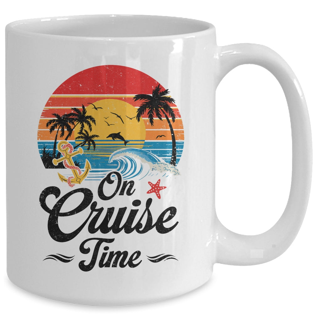 On Cruise Time Coconut Tree Graphic Summer Vacation Cruising Mug | siriusteestore