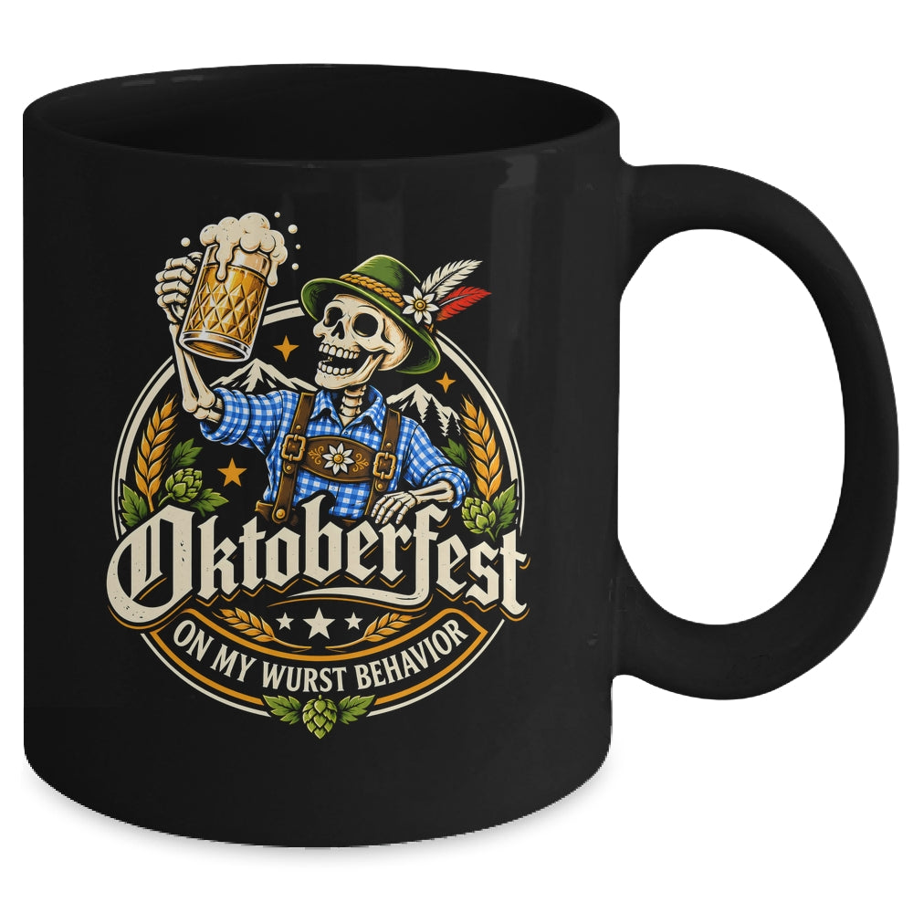 On My Wurst Behavior Oktoberfest Skeleton Beer Festival Mug | siriusteestore